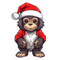 Cute Baby Gorilla Santa Claus Clipart Illustration AI Generative png