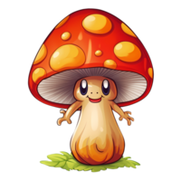 Cute Mushroom Clipart Illustration AI Generative png