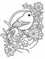 cute Bird for kids coloring page photo