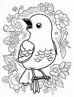 linda pájaro para niños colorante página foto
