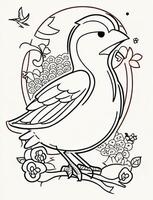 cute Bird for kids coloring page photo