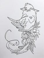 cute Bird for kids coloring page photo