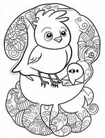 cute Bird for kids coloring page photo