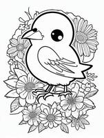 cute Bird for kids coloring page photo