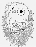 cute Bird for kids coloring page photo