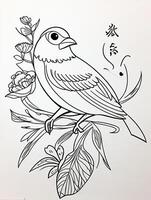 cute Bird for kids coloring page photo