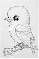 cute Bird for kids coloring page photo