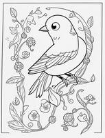 cute Bird for kids coloring page photo