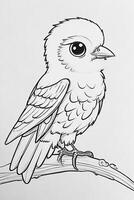 cute Bird for kids coloring page photo