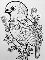 cute Bird for kids coloring page photo