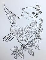linda pájaro para niños colorante página foto