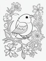 cute Bird for kids coloring page photo