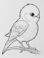 cute Bird for kids coloring page photo