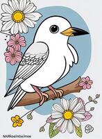 cute Bird for kids coloring page photo