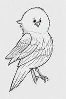 cute Bird for kids coloring page photo