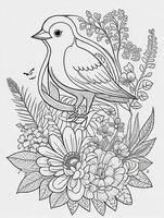 cute Bird for kids coloring page photo