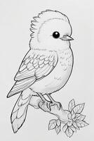 cute Bird for kids coloring page photo