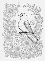 cute Bird for kids coloring page photo