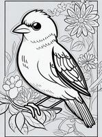 cute Bird for kids coloring page photo