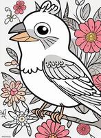 cute Bird for kids coloring page photo