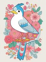 cute Bird for kids coloring page photo