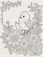 cute Bird for kids coloring page photo