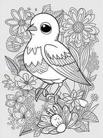 cute Bird for kids coloring page photo