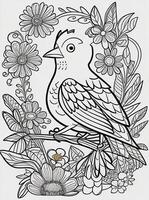 cute Bird for kids coloring page photo