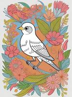 cute Bird for kids coloring page photo