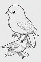 cute Bird for kids coloring page photo