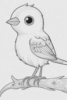 cute Bird for kids coloring page photo