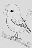 cute Bird for kids coloring page photo