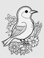 cute Bird for kids coloring page photo