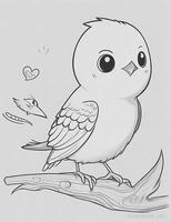 cute Bird for kids coloring page photo