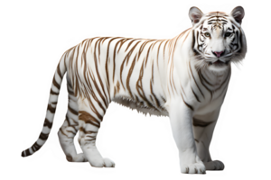 branco tigre isolado em transparente fundo ,branco tigre lado Visão cortar Fora , generativo ai png