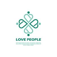 love people logo simple illustration. heart concept. combination heart shape and human people icon. vector