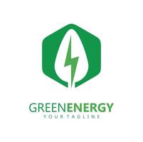 eco power company vector illustration. green energy logo template design. simple logo of leaf and electric charge icon.