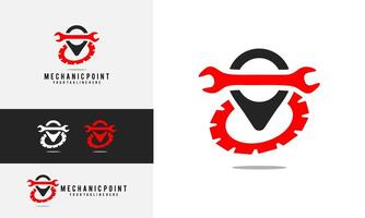 mechanic point logo design. point and mechanic logo, simple design vector illustration. good for use in mechanical businesses