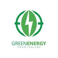 eco power company vector illustration. green energy logo template design. simple logo of leaf and electric charge icon.