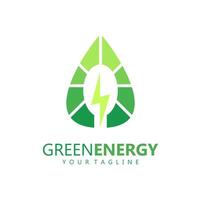 eco power company vector illustration. green energy logo template design. simple logo of leaf and electric charge icon.