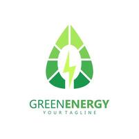 eco power company vector illustration. green energy logo template design. simple logo of leaf and electric charge icon.