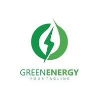 eco power company vector illustration. green energy logo template design. simple logo of leaf and electric charge icon.