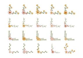 Floral Corner Border Illustration Set vector