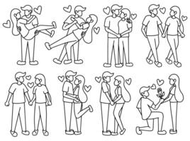 Romantic Couple Line art Illustration vector