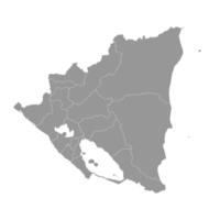 Nicaragua map with administrative divisions. Vector illustration.