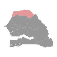 Santo Luis región mapa, administrativo división de Senegal. vector ilustración.