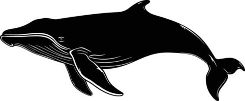 ai generado silueta ballena negro color solamente lleno cuerpo vector