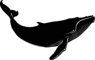 ai generado silueta ballena negro color solamente lleno cuerpo vector