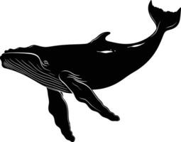 ai generado silueta ballena negro color solamente lleno cuerpo vector