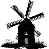 AI generated Silhouette windmill black color only full body vector